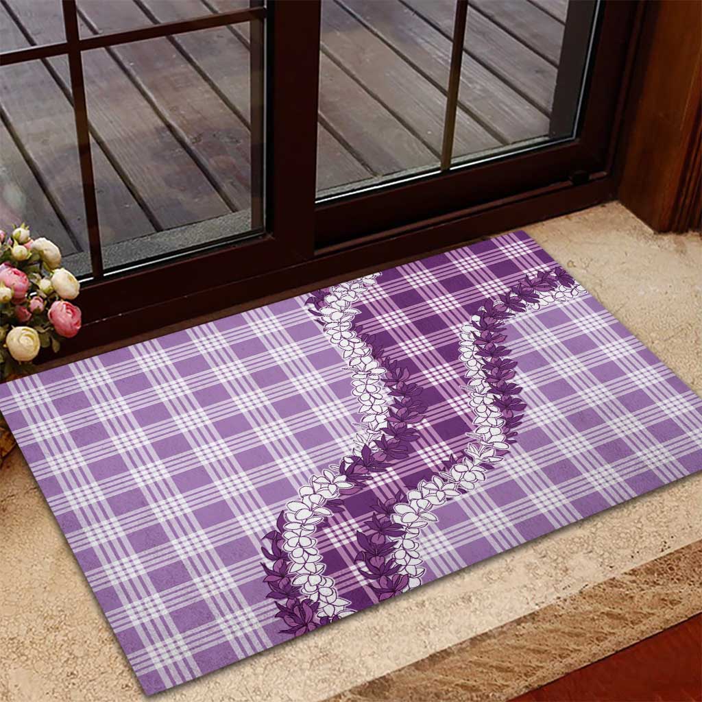 Violet Hawaii Palaka Rubber Doormat Hawaiian Honohono Lei
