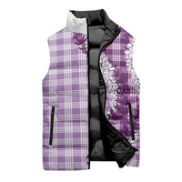 Violet Hawaii Palaka Sleeveless Puffer Jacket Hawaiian Honohono Lei