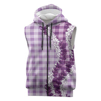 Violet Hawaii Palaka Sleeveless Zip Hoodie Hawaiian Honohono Lei