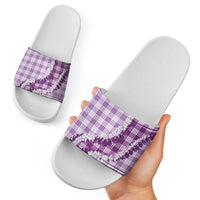 Violet Hawaii Palaka Slide Sandals Hawaiian Honohono Lei
