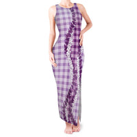 Violet Hawaii Palaka Tank Maxi Dress Hawaiian Honohono Lei