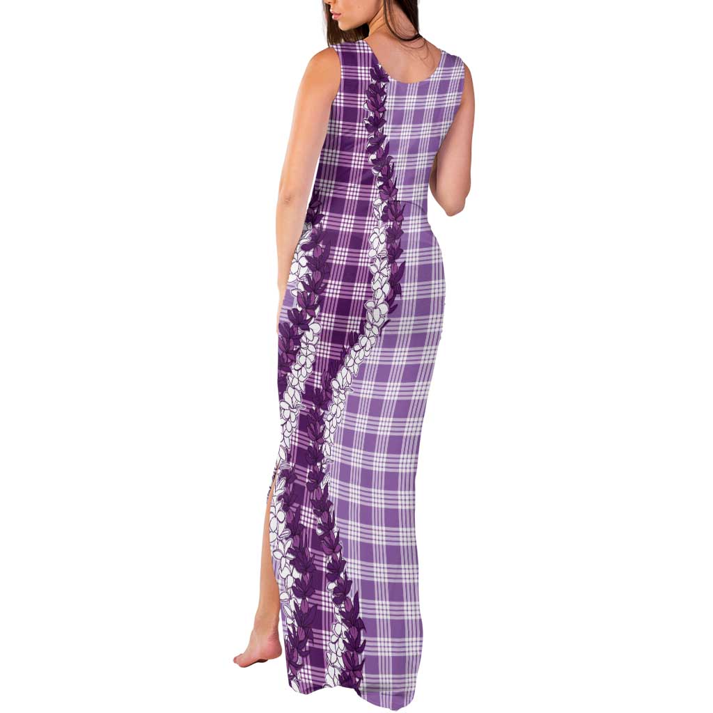 Violet Hawaii Palaka Tank Maxi Dress Hawaiian Honohono Lei