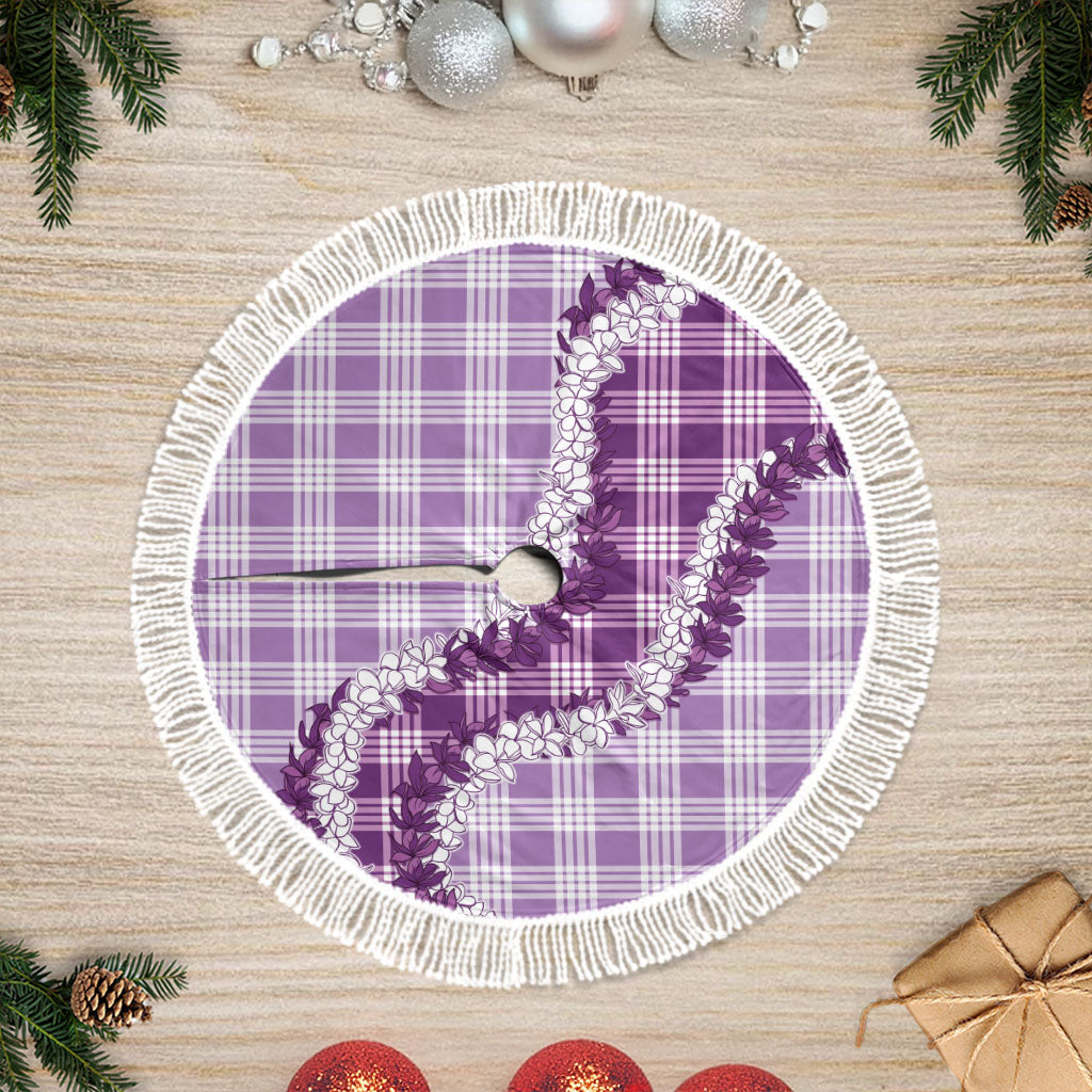 Violet Hawaii Palaka Tree Skirt Hawaiian Honohono Lei LT05 Fringed Violet - Polynesian Pride