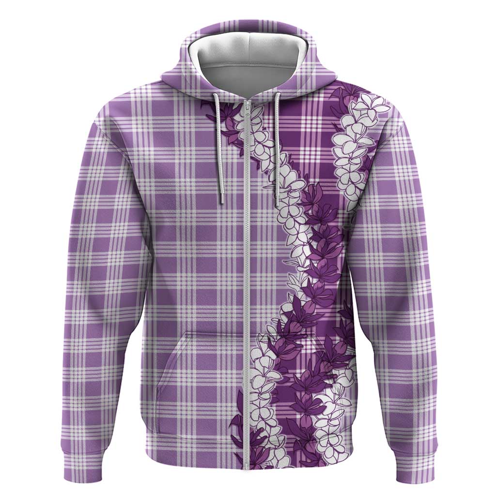 Violet Hawaii Palaka Zip Hoodie Hawaiian Honohono Lei
