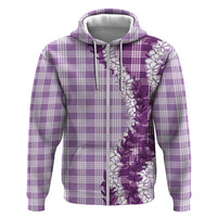 Violet Hawaii Palaka Zip Hoodie Hawaiian Honohono Lei