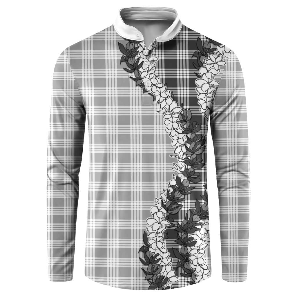 Gray Hawaii Palaka Button Sweatshirt Hawaiian Honohono Lei