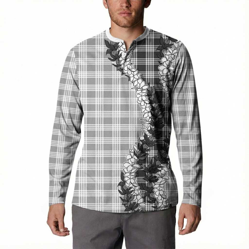 Gray Hawaii Palaka Button Sweatshirt Hawaiian Honohono Lei