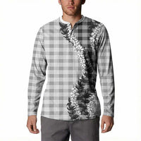 Gray Hawaii Palaka Button Sweatshirt Hawaiian Honohono Lei