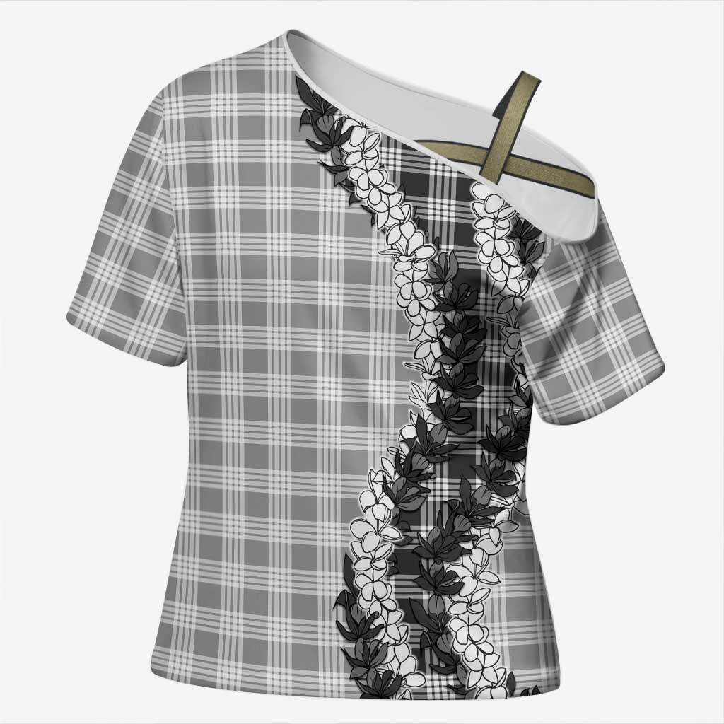 Gray Hawaii Palaka Cross Shoulder Shirt Hawaiian Honohono Lei