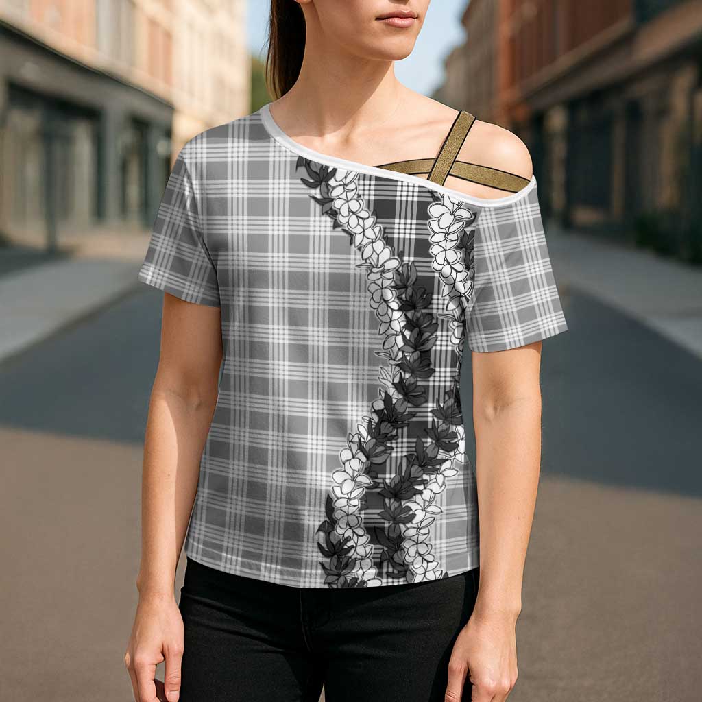Gray Hawaii Palaka Cross Shoulder Shirt Hawaiian Honohono Lei