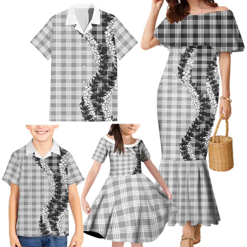 Gray Hawaii Palaka Family Matching Mermaid Dress and Hawaiian Shirt Hawaiian Honohono Lei LT05 - Polynesian Pride