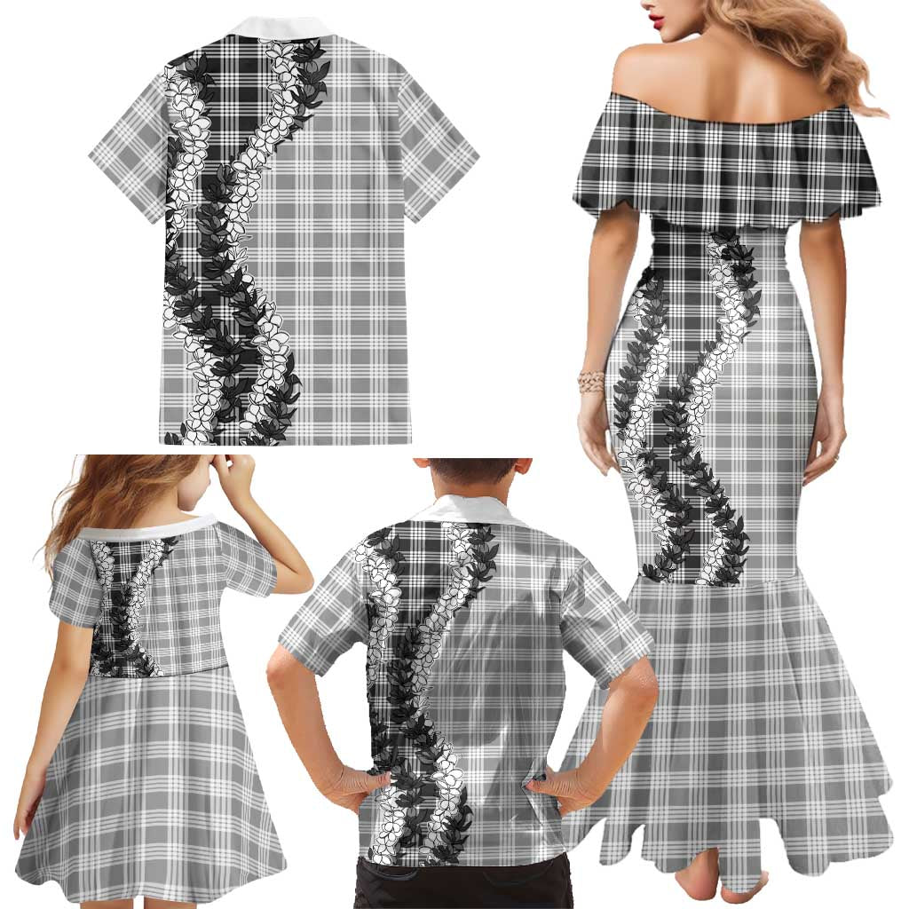 Gray Hawaii Palaka Family Matching Mermaid Dress and Hawaiian Shirt Hawaiian Honohono Lei LT05 - Polynesian Pride