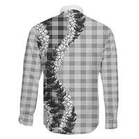 Gray Hawaii Palaka Family Matching Off Shoulder Maxi Dress and Hawaiian Shirt Hawaiian Honohono Lei LT05 - Polynesian Pride