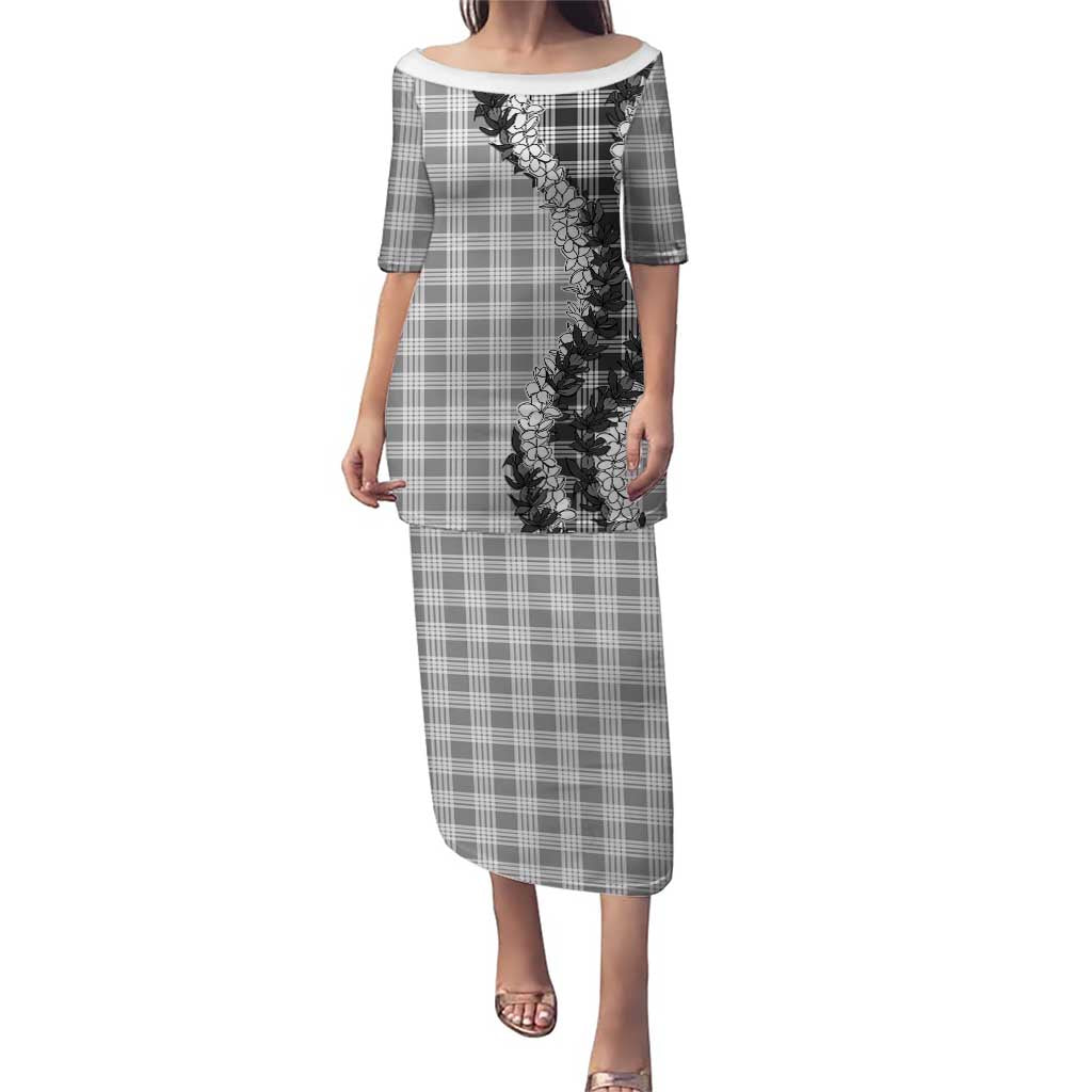 Gray Hawaii Palaka Family Matching Puletasi and Hawaiian Shirt Hawaiian Honohono Lei LT05 Mom's Dress Gray - Polynesian Pride