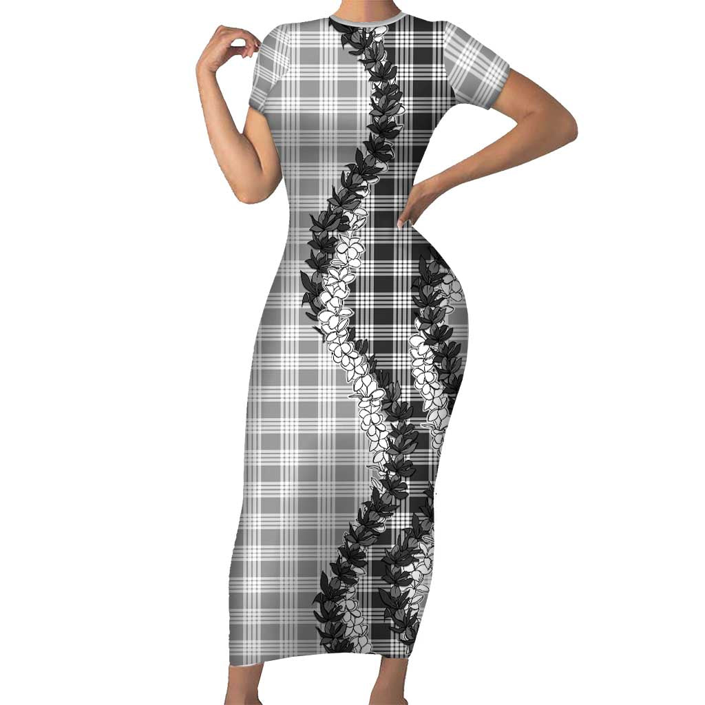 Gray Hawaii Palaka Family Matching Short Sleeve Bodycon Dress and Hawaiian Shirt Hawaiian Honohono Lei LT05 Mom's Dress Gray - Polynesian Pride