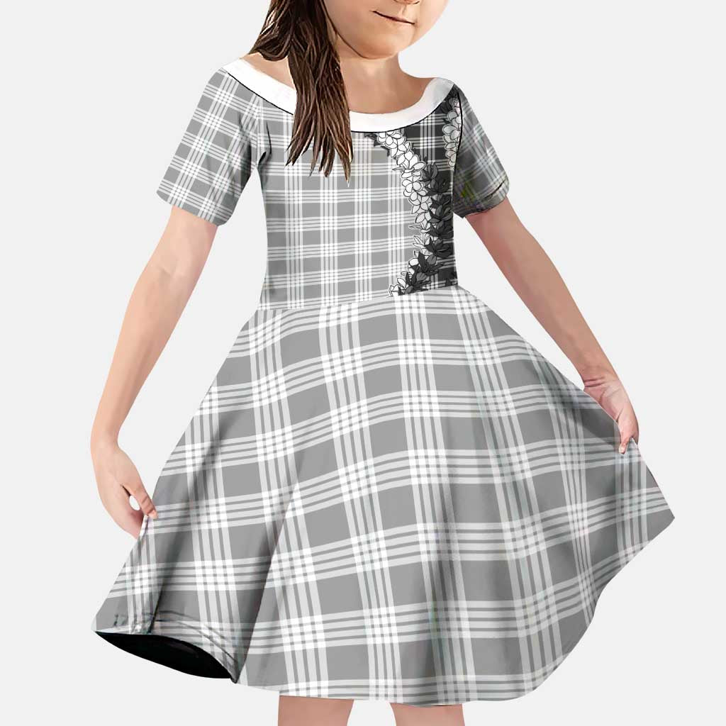 Gray Hawaii Palaka Family Matching Summer Maxi Dress and Hawaiian Shirt Hawaiian Honohono Lei LT05 Daughter's Dress Gray - Polynesian Pride