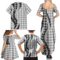 Gray Hawaii Palaka Family Matching Summer Maxi Dress and Hawaiian Shirt Hawaiian Honohono Lei LT05 - Polynesian Pride