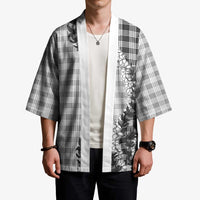 Gray Hawaii Palaka Kimono Hawaiian Honohono Lei