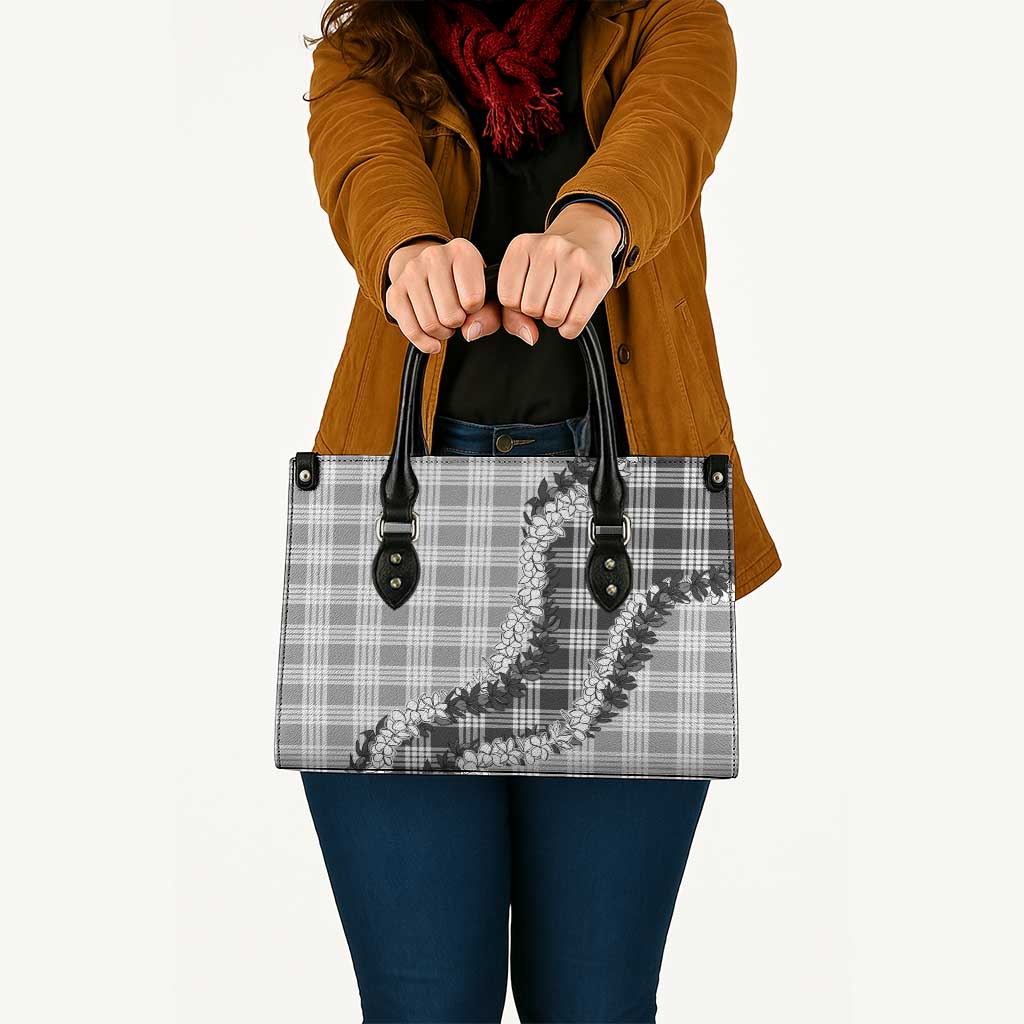 Gray Hawaii Palaka Leather Bag Hawaiian Honohono Lei