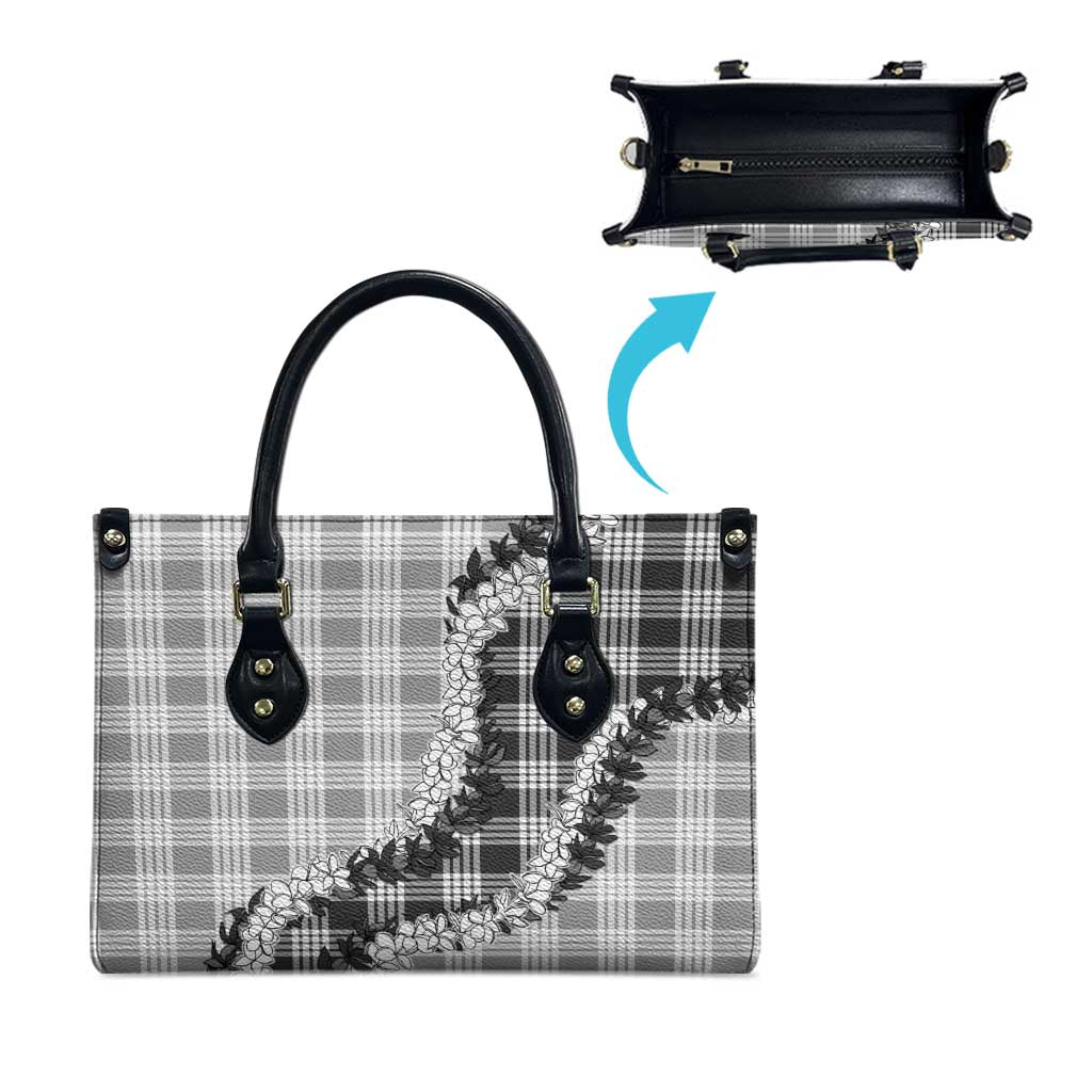 Gray Hawaii Palaka Leather Bag Hawaiian Honohono Lei