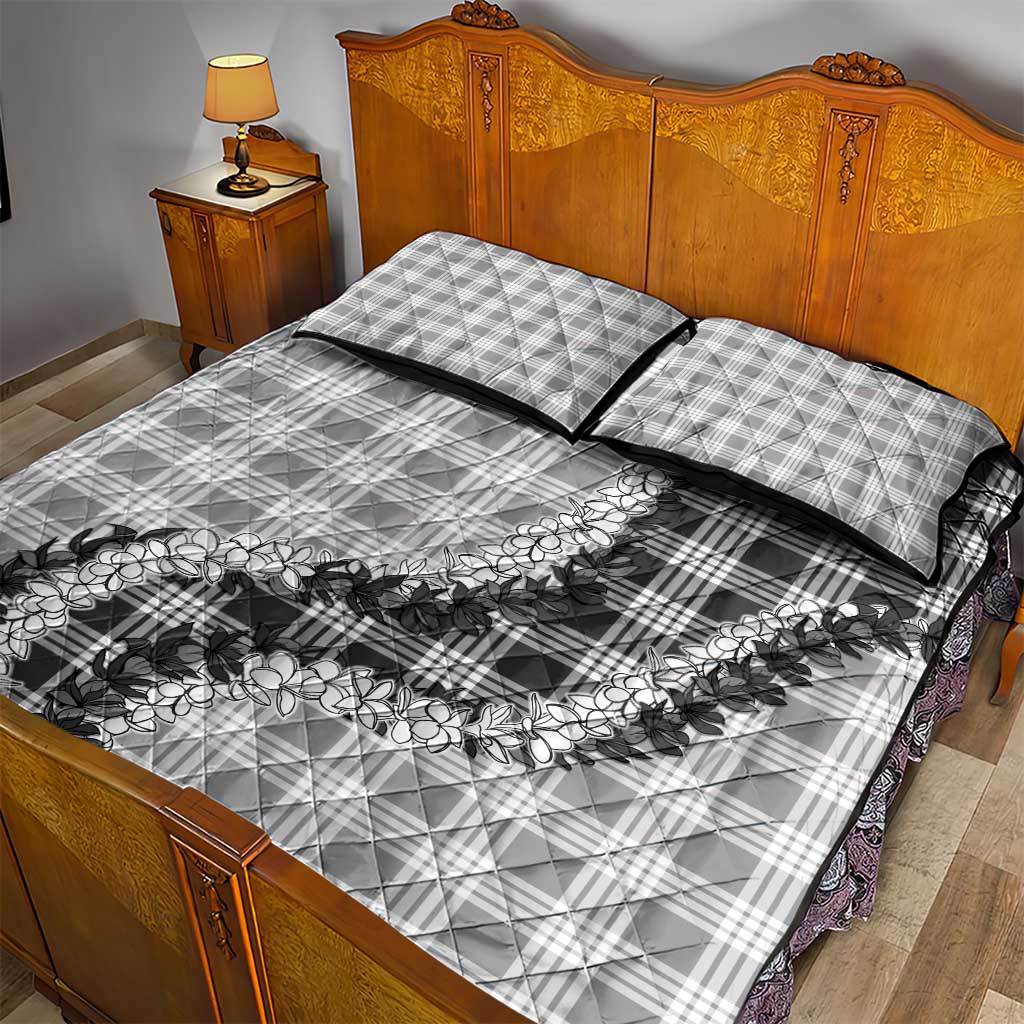 Gray Hawaii Palaka Quilt Bed Set Hawaiian Honohono Lei