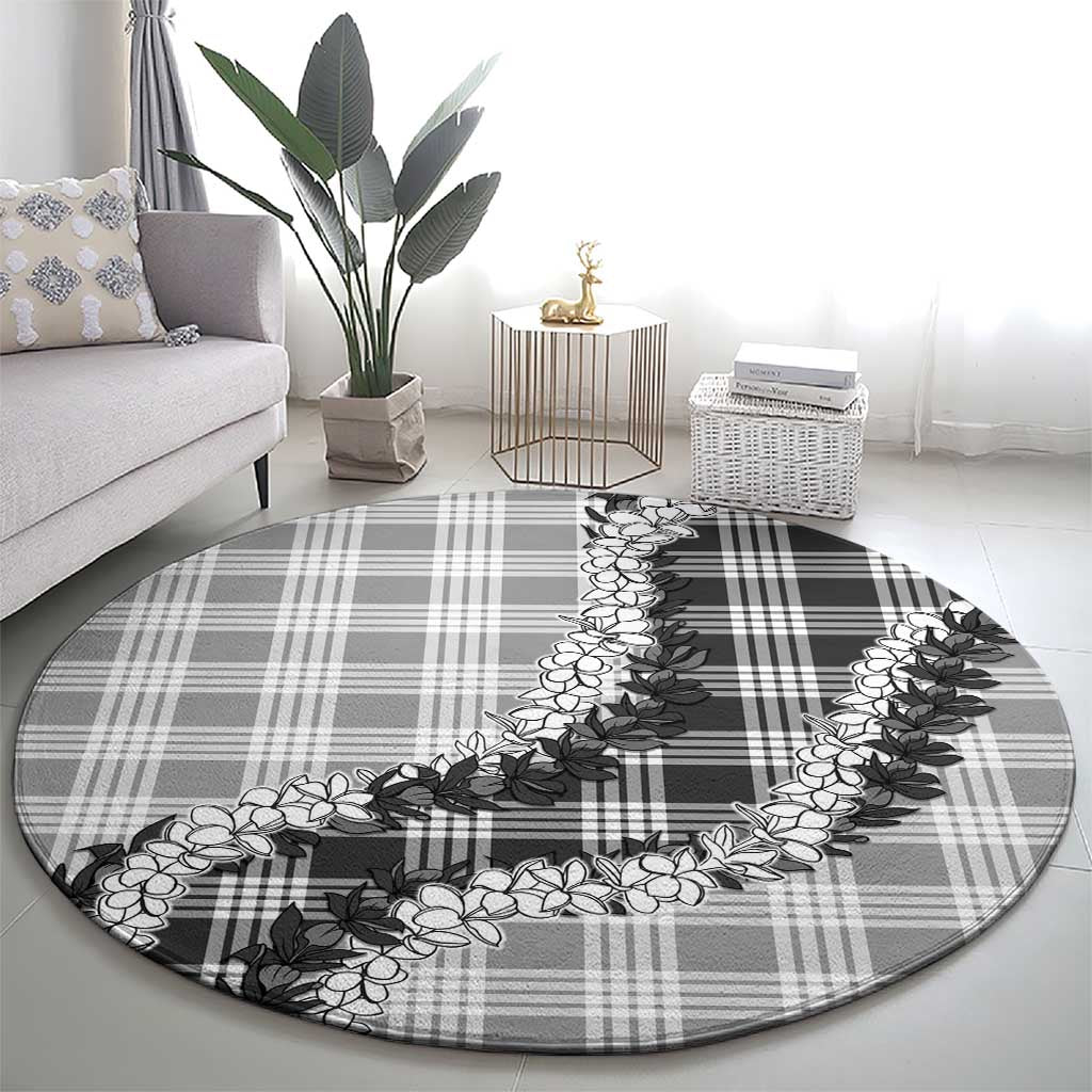 Gray Hawaii Palaka Round Carpet Hawaiian Honohono Lei