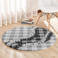 Gray Hawaii Palaka Round Carpet Hawaiian Honohono Lei