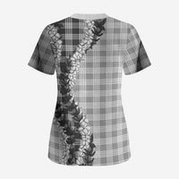 Gray Hawaii Palaka Scrub Top Hawaiian Honohono Lei