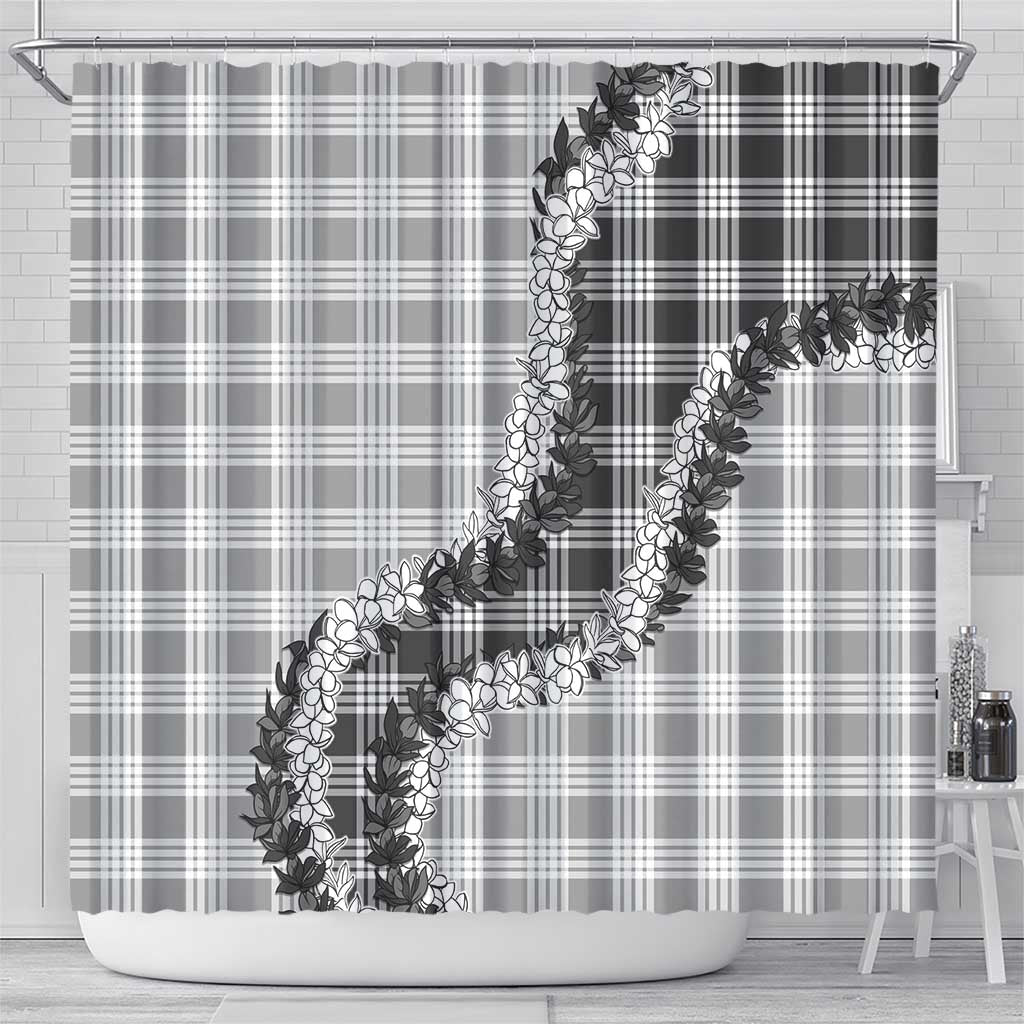 Gray Hawaii Palaka Shower Curtain Hawaiian Honohono Lei