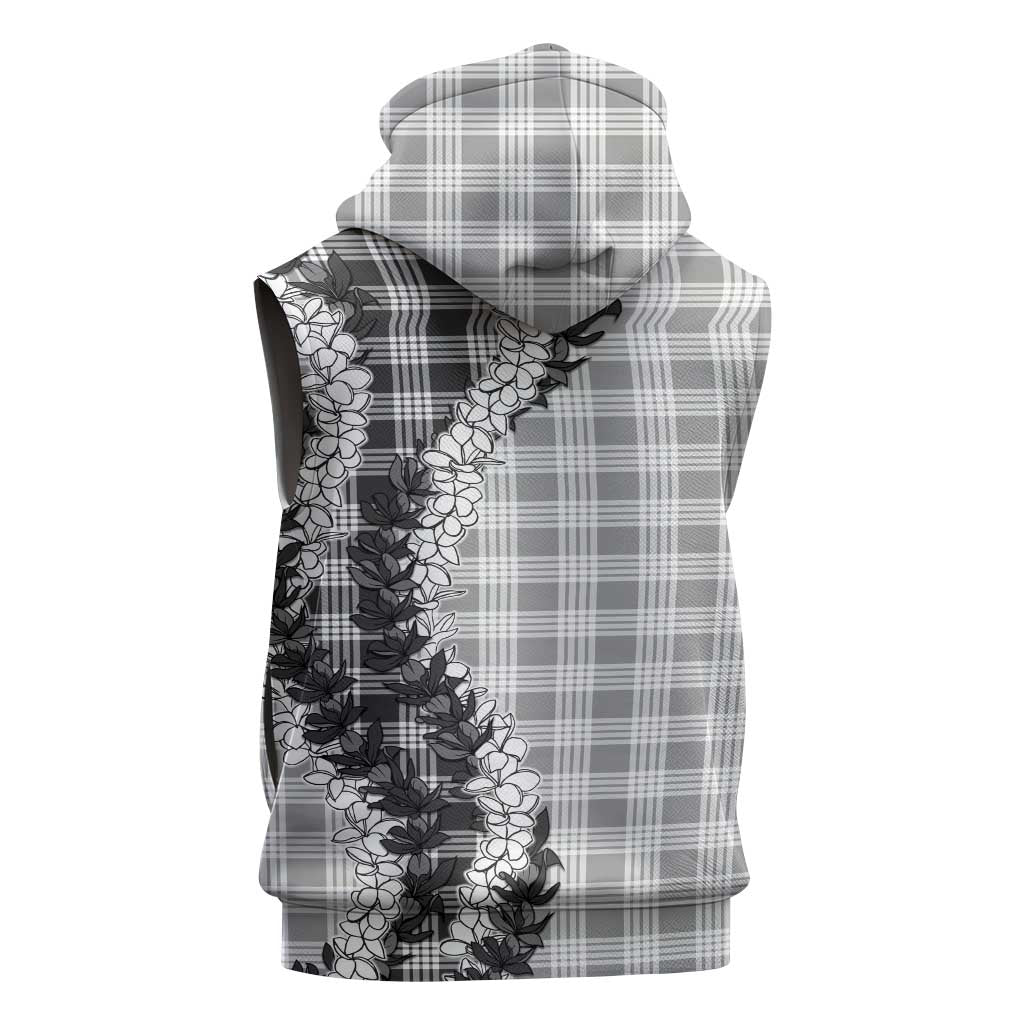 Gray Hawaii Palaka Sleeveless Hoodie Hawaiian Honohono Lei