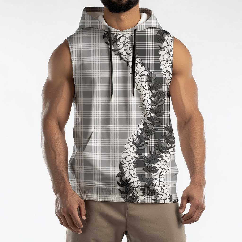 Gray Hawaii Palaka Sleeveless Hoodie Hawaiian Honohono Lei