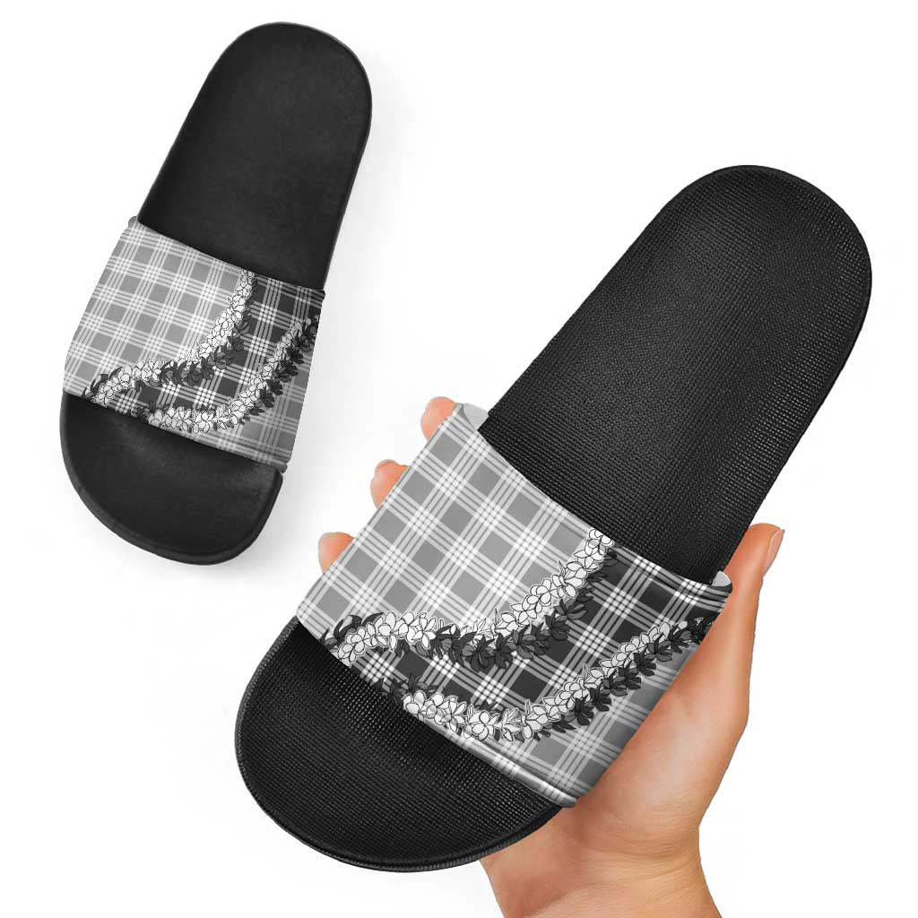 Gray Hawaii Palaka Slide Sandals Hawaiian Honohono Lei