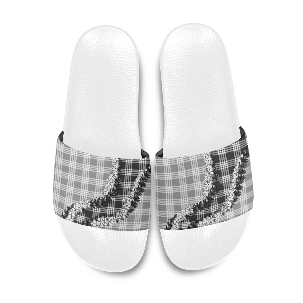 Gray Hawaii Palaka Slide Sandals Hawaiian Honohono Lei