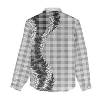 Gray Hawaii Palaka Women Casual Shirt Hawaiian Honohono Lei