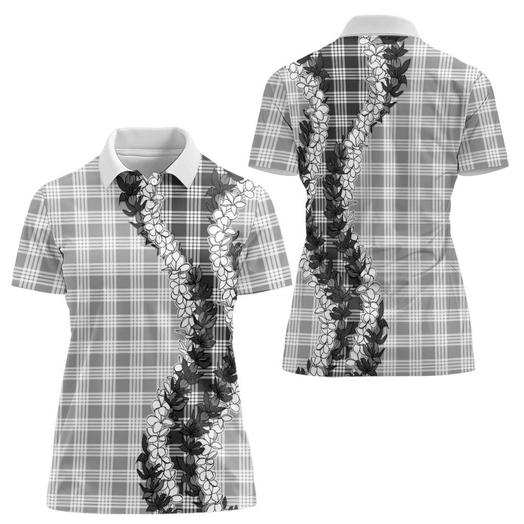 Gray Hawaii Palaka Women Polo Shirt Hawaiian Honohono Lei