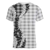 Gray Hawaii Palaka Women V-Neck T-Shirt Hawaiian Honohono Lei