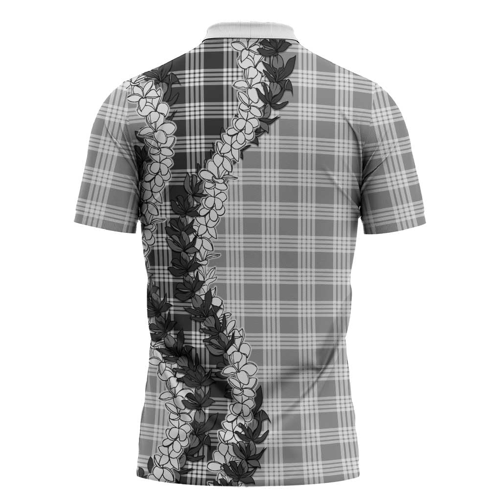 Gray Hawaii Palaka Zipper Polo Shirt Hawaiian Honohono Lei