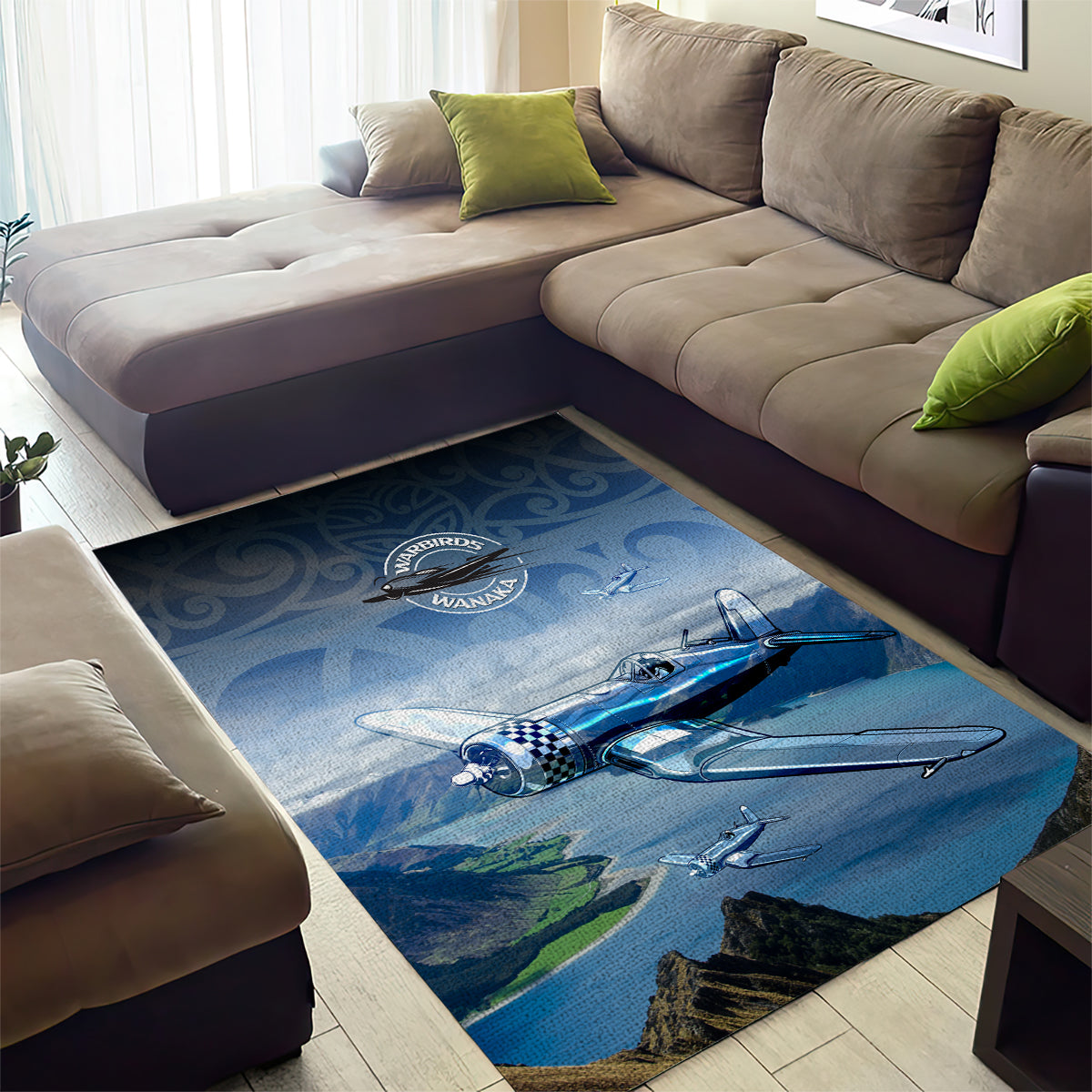 New Zealand Wanaka Air Show Area Rug With Maori Pattern