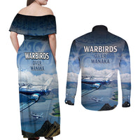 New Zealand Wanaka Air Show Couples Matching Off Shoulder Maxi Dress and Long Sleeve Button Shirt With Maori Pattern LT05 - Polynesian Pride