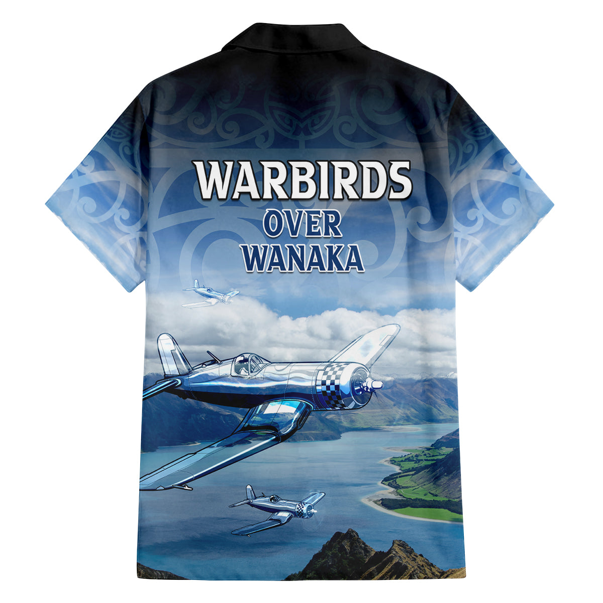 New Zealand Wanaka Air Show Family Matching Off Shoulder Maxi Dress and Hawaiian Shirt With Maori Pattern