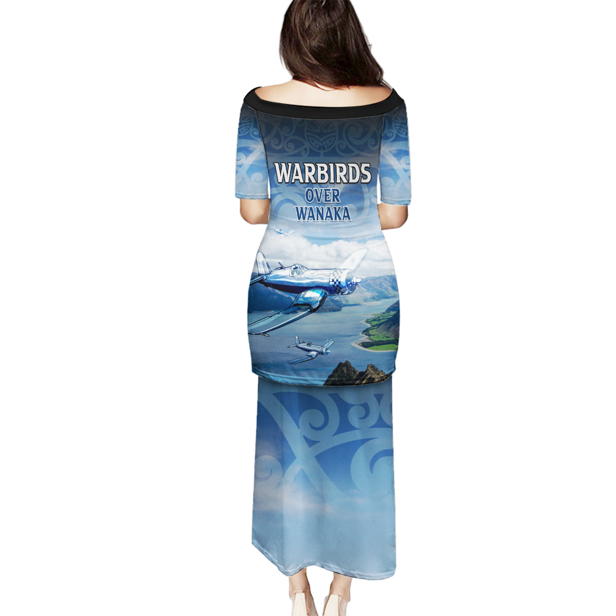 New Zealand Wanaka Air Show Family Matching Puletasi and Hawaiian Shirt With Maori Pattern LT05 - Polynesian Pride