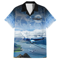 New Zealand Wanaka Air Show Family Matching Short Sleeve Bodycon Dress and Hawaiian Shirt With Maori Pattern LT05 Dad's Shirt - Short Sleeve Blue - Polynesian Pride