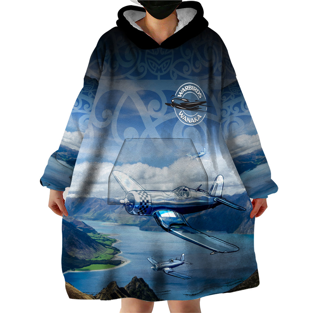 New Zealand Wanaka Air Show Wearable Blanket Hoodie With Maori Pattern
