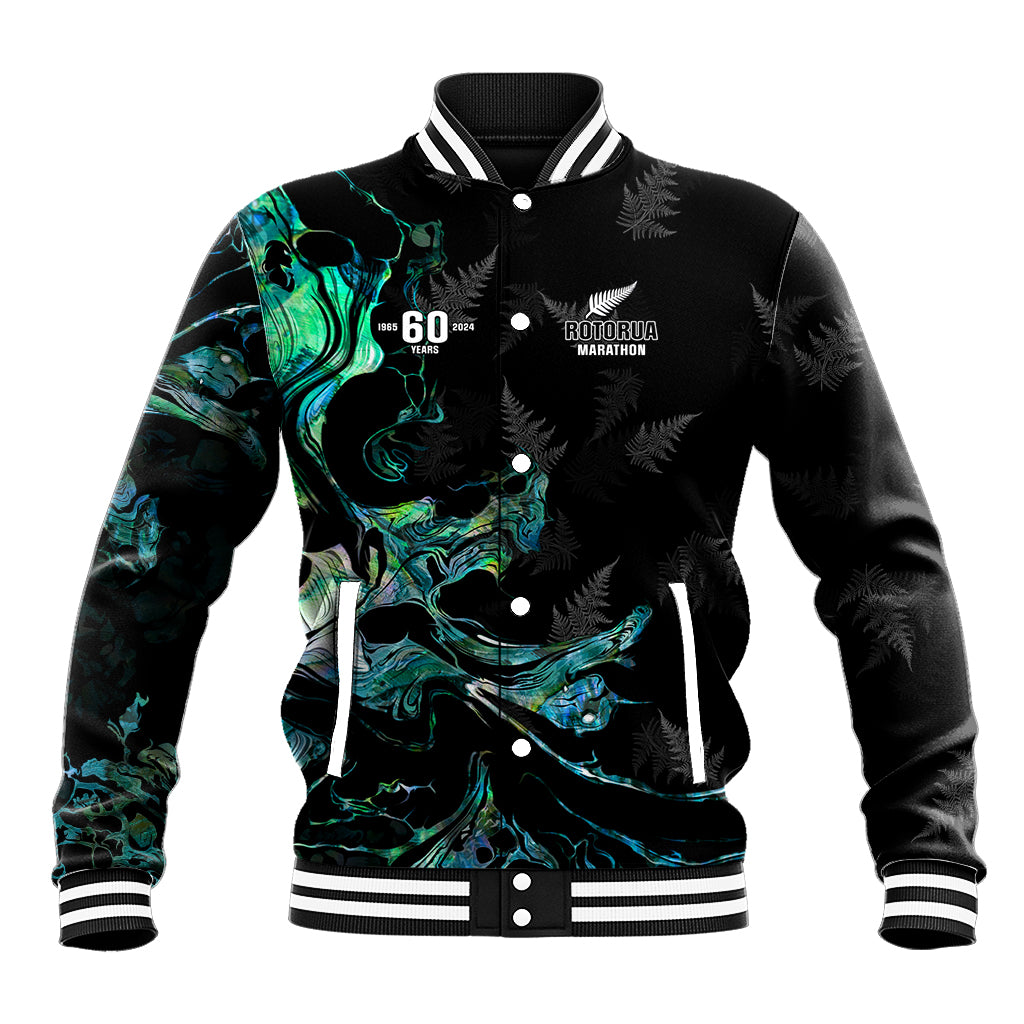 New Zealand Marathon Baseball Jacket Silver Fern Paua Shell Simple Style