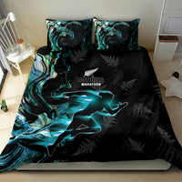 New Zealand Marathon Bedding Set Silver Fern Paua Shell Simple Style