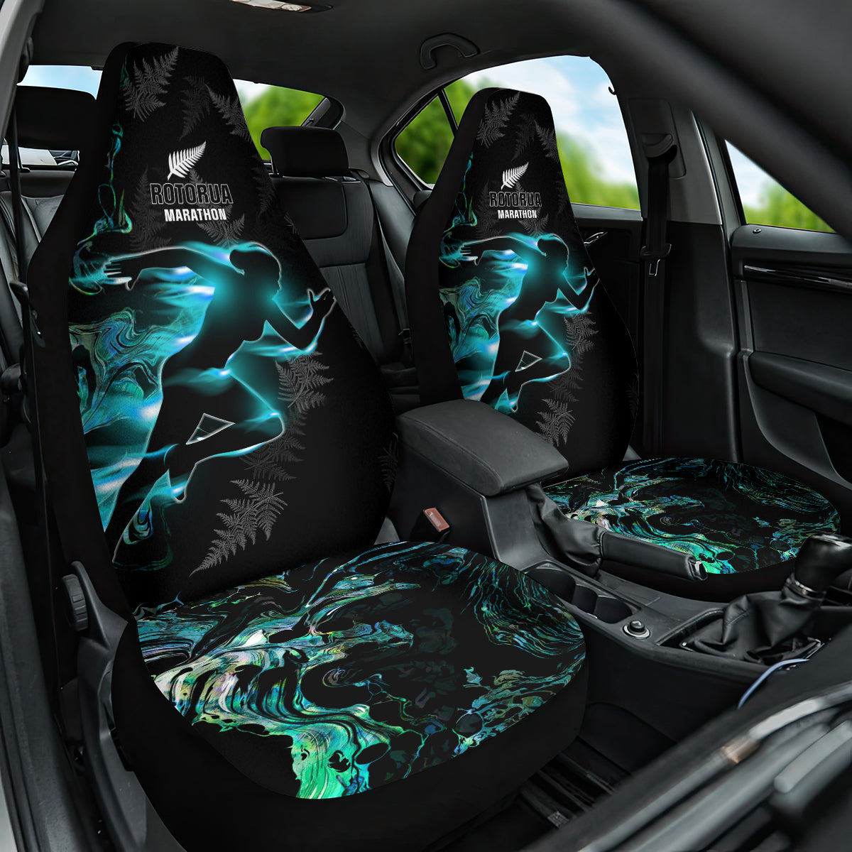 New Zealand Marathon Car Seat Cover Silver Fern Paua Shell Simple Style