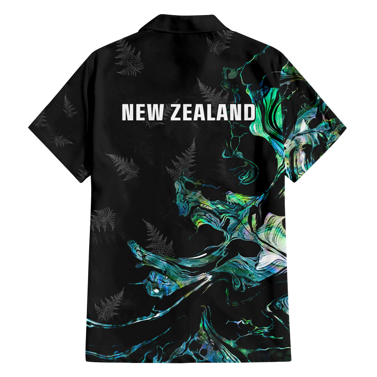 New Zealand Marathon Family Matching Off Shoulder Short Dress and Hawaiian Shirt Silver Fern Paua Shell Simple Style