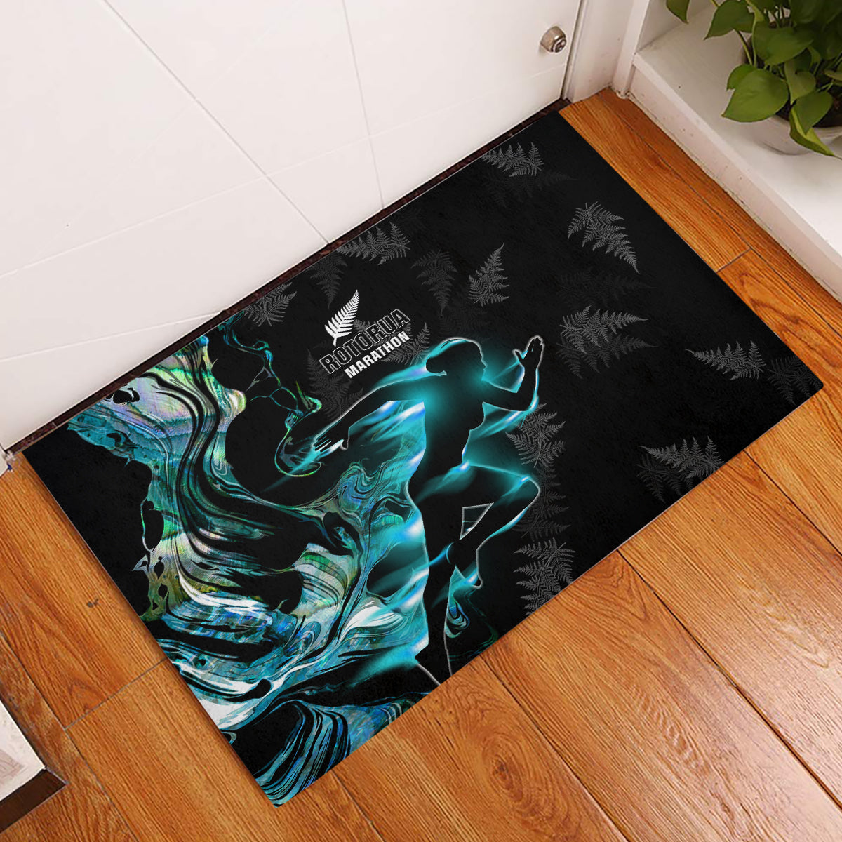 New Zealand Marathon Rubber Doormat Silver Fern Paua Shell Simple Style