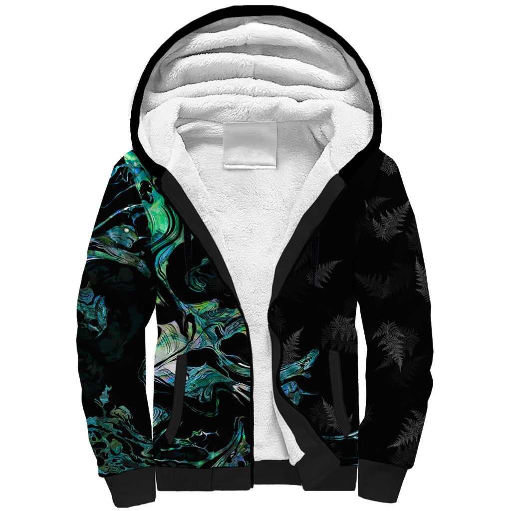 New Zealand Marathon Sherpa Hoodie Silver Fern Paua Shell Simple Style