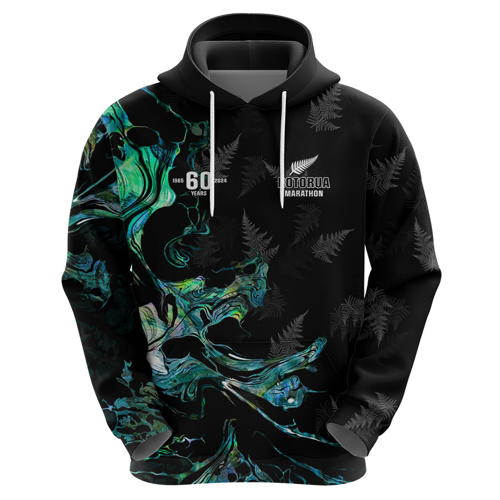 New Zealand Marathon Zip Hoodie Silver Fern Paua Shell Simple Style